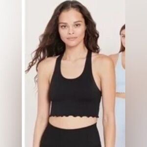 Spiritual Gangster x PINK VS Black Ribbed Racerback Cropped Tank SIZE XS/S